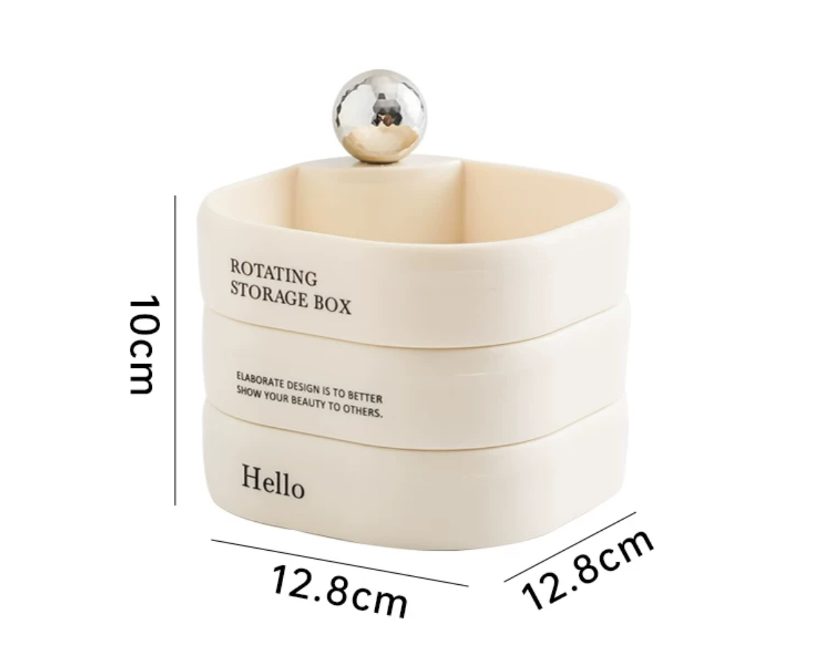 Triple layer 360 Degree Rotating Storage box with insert tray