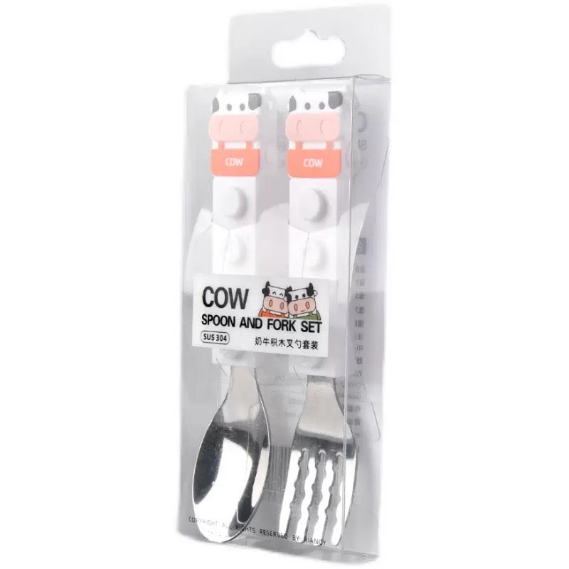 Cow Spoon and Fork Set