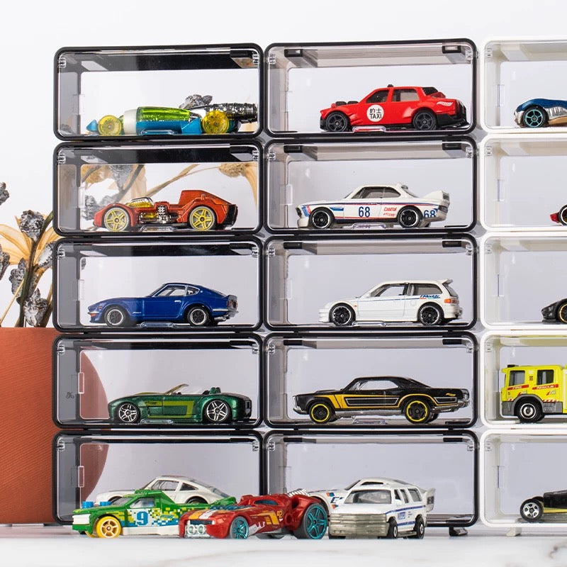 Stackable Set of 5 Vertical Collector Acrylic Display Case with Individual Front Flap - 1:64 Scale
