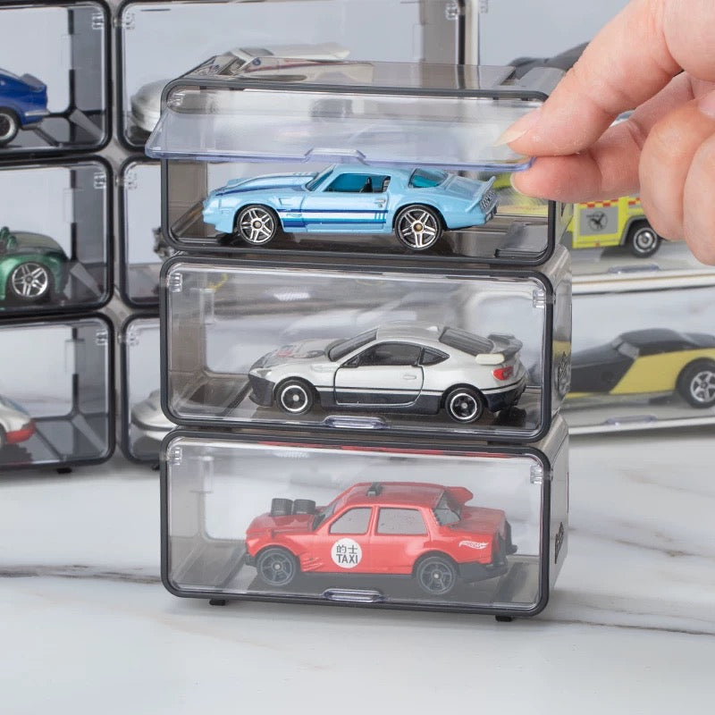 Stackable Set of 5 Vertical Collector Acrylic Display Case with Individual Front Flap - 1:64 Scale