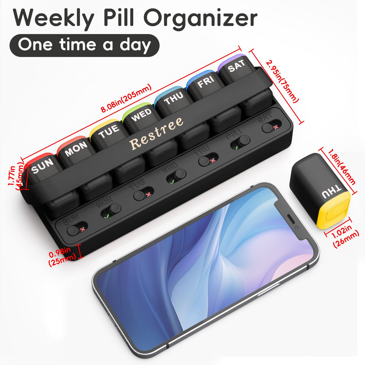 7-Day Detachable Daily Pill Organiser with Checkbox