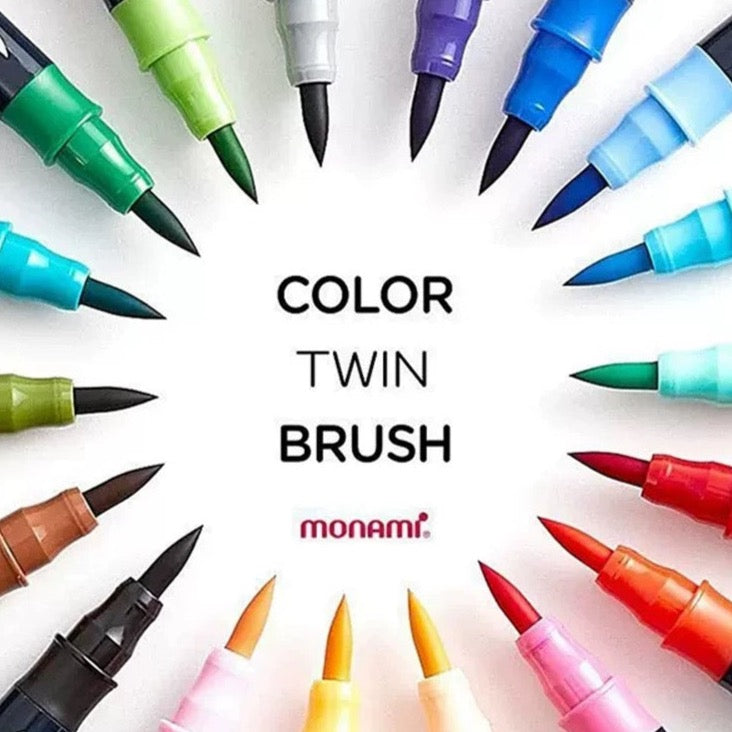 MONAMI Korean Color Twin Brush Marker Set