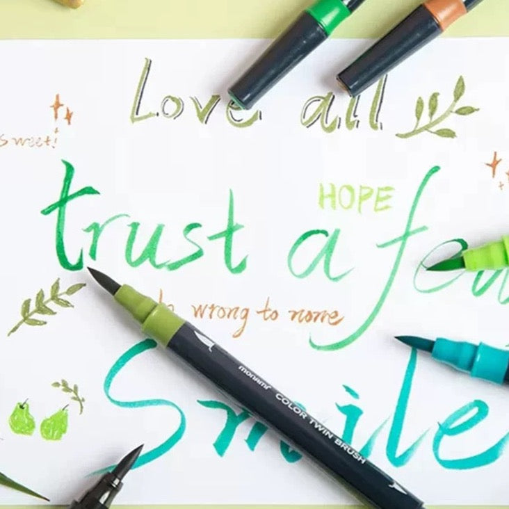 MONAMI Korean Color Twin Brush Marker Set