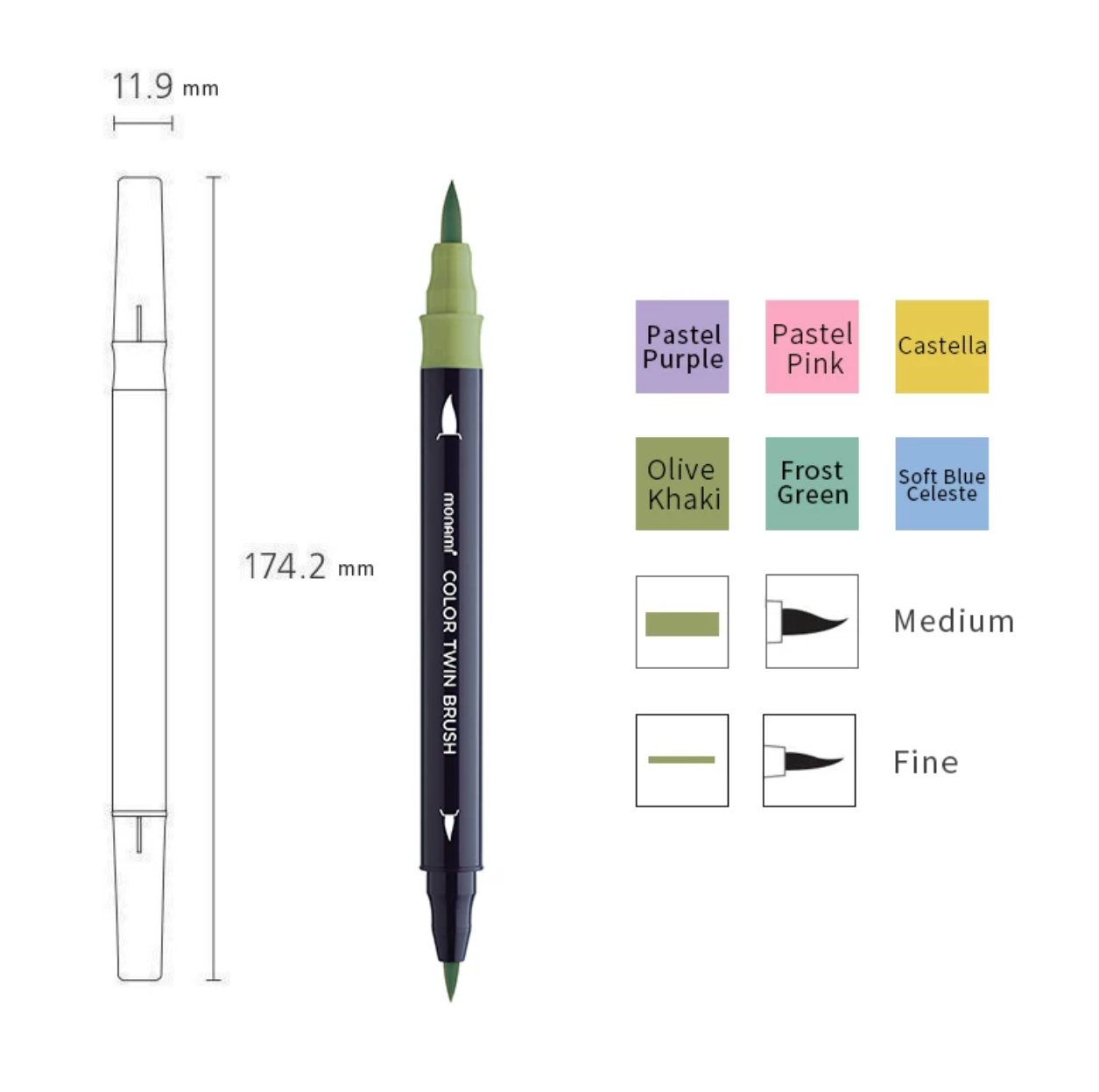 MONAMI Korean Color Twin Brush Marker Set