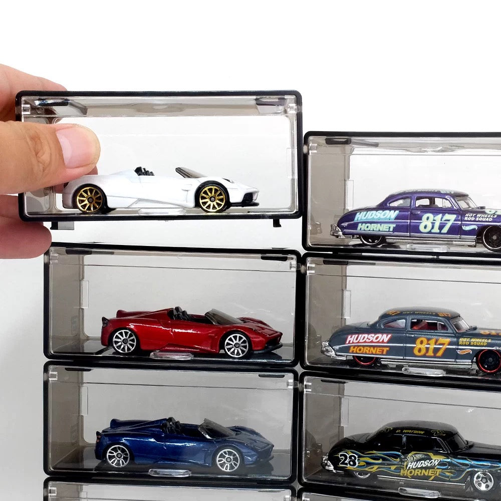 Stackable Set of 5 Vertical Collector Acrylic Display Case with Individual Front Flap - 1:64 Scale