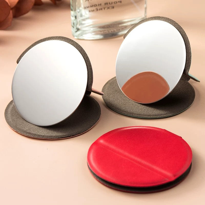 Foldable Circular Handheld Makeup Mirror (with stand)