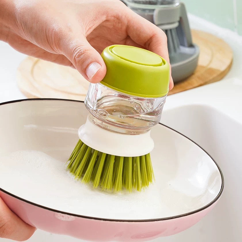 High Quality ABS Dish Cleaning Soap Dispensing Brush with Docking stand