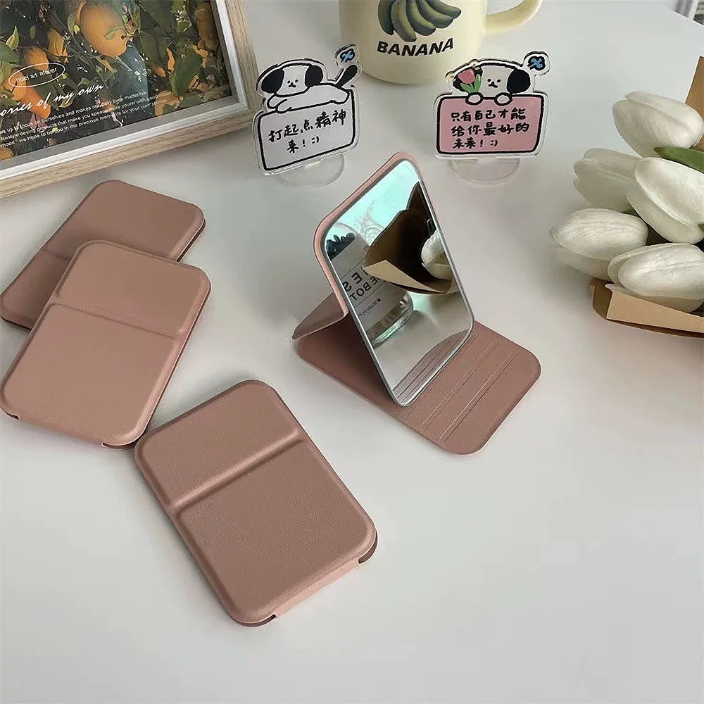 Foldable Rectangular Handheld Make up Mirror (with stand)