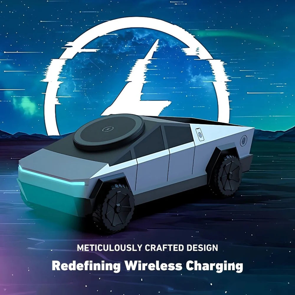 3 in 1 CyberDock+ Cyber Truck inspired Motorised MagSafe Charging Dock