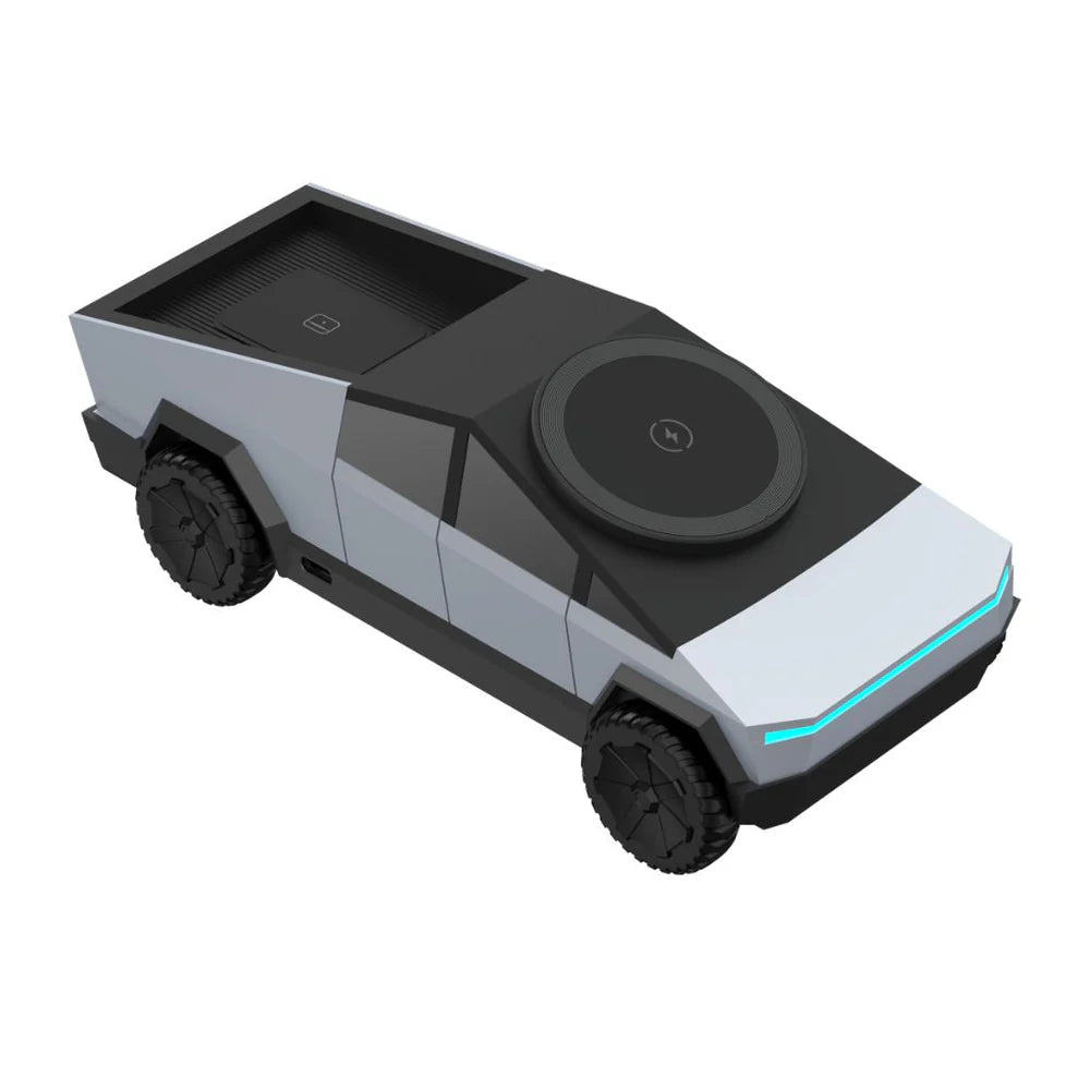 3 in 1 CyberDock+ Cyber Truck inspired Motorised MagSafe Charging Dock