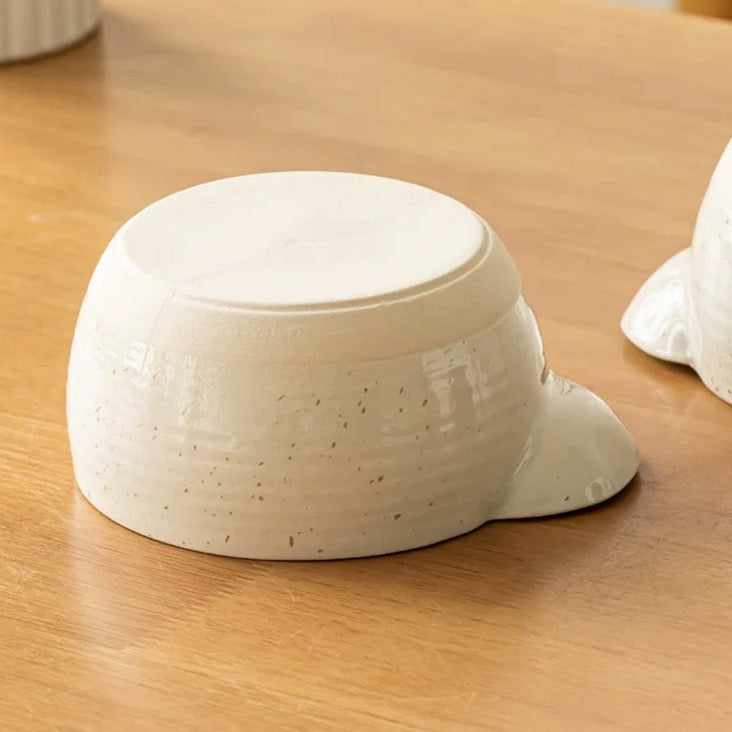 Handmade Ceramic Salad Bowl with attached Dressing/Dip bowl