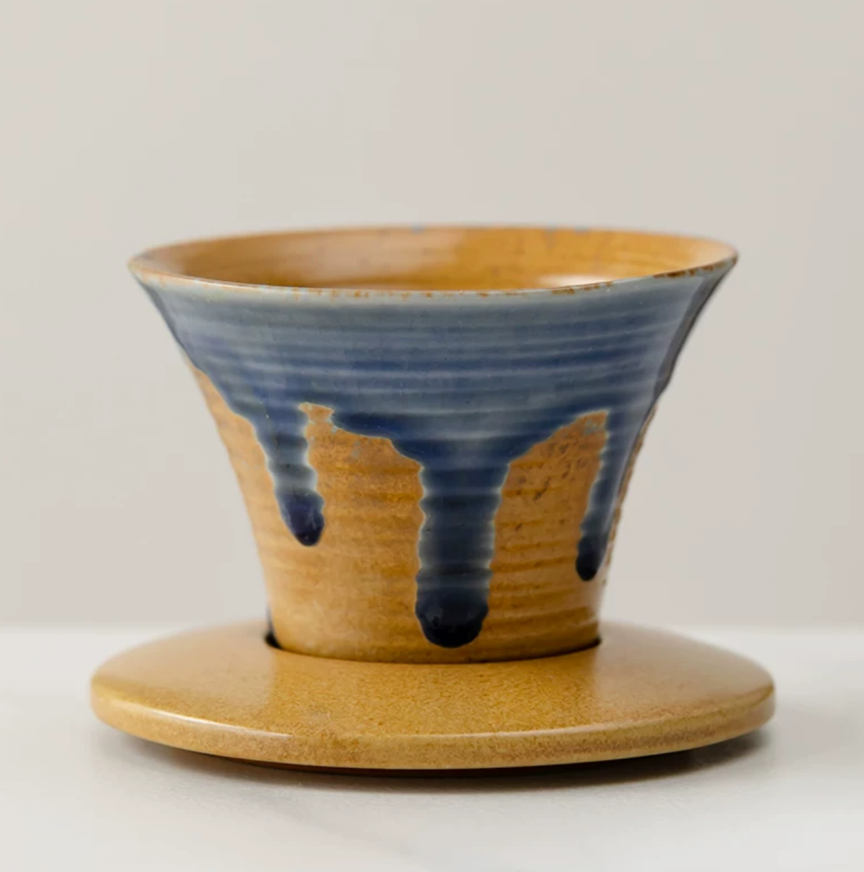 Japanese-theme Ceramic Cone Tea Cup with Base (Set of 2)