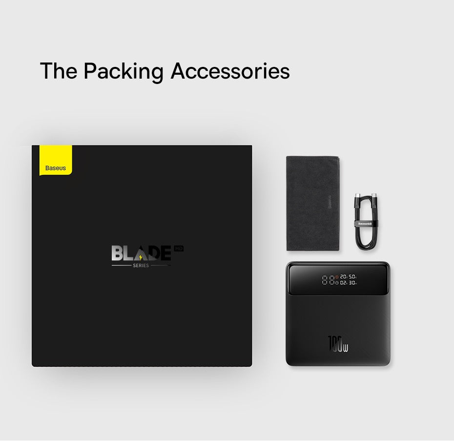 Baseus Blade HD 20000mAh Large Capacity 100W Power Bank Charger for Smartphones & MacBooks