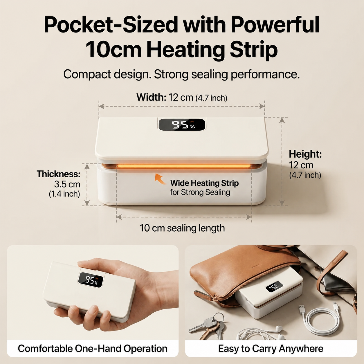 SmartSeal™ Handheld Heat Sealer with 6 adjustable heat levels