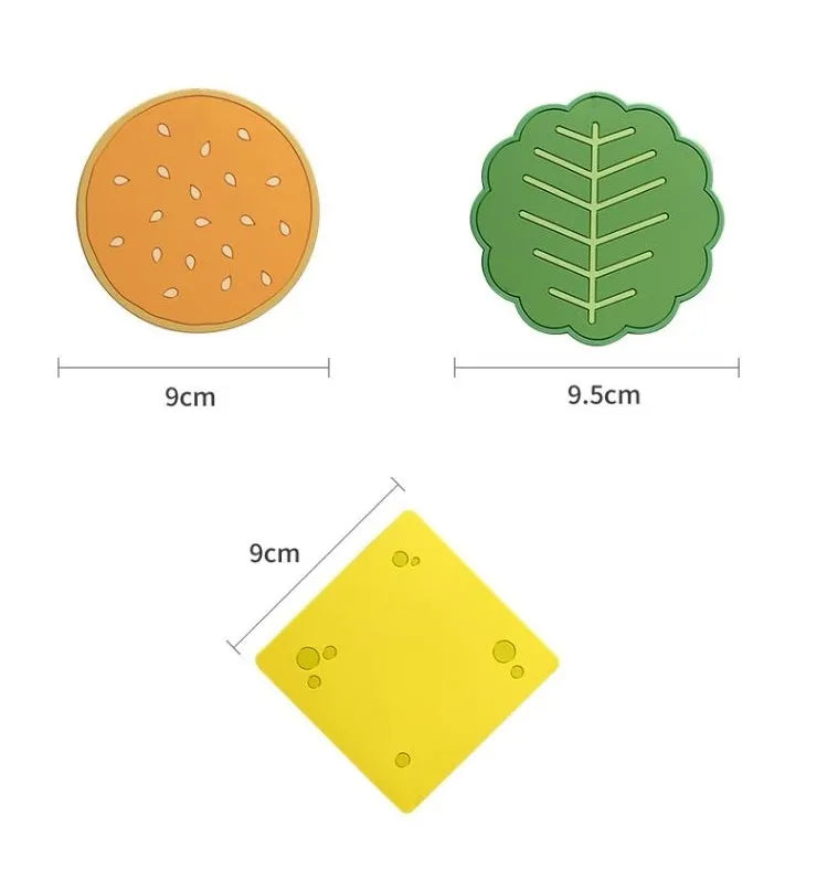 8pc Hamburger Insulating Flexible Coaster