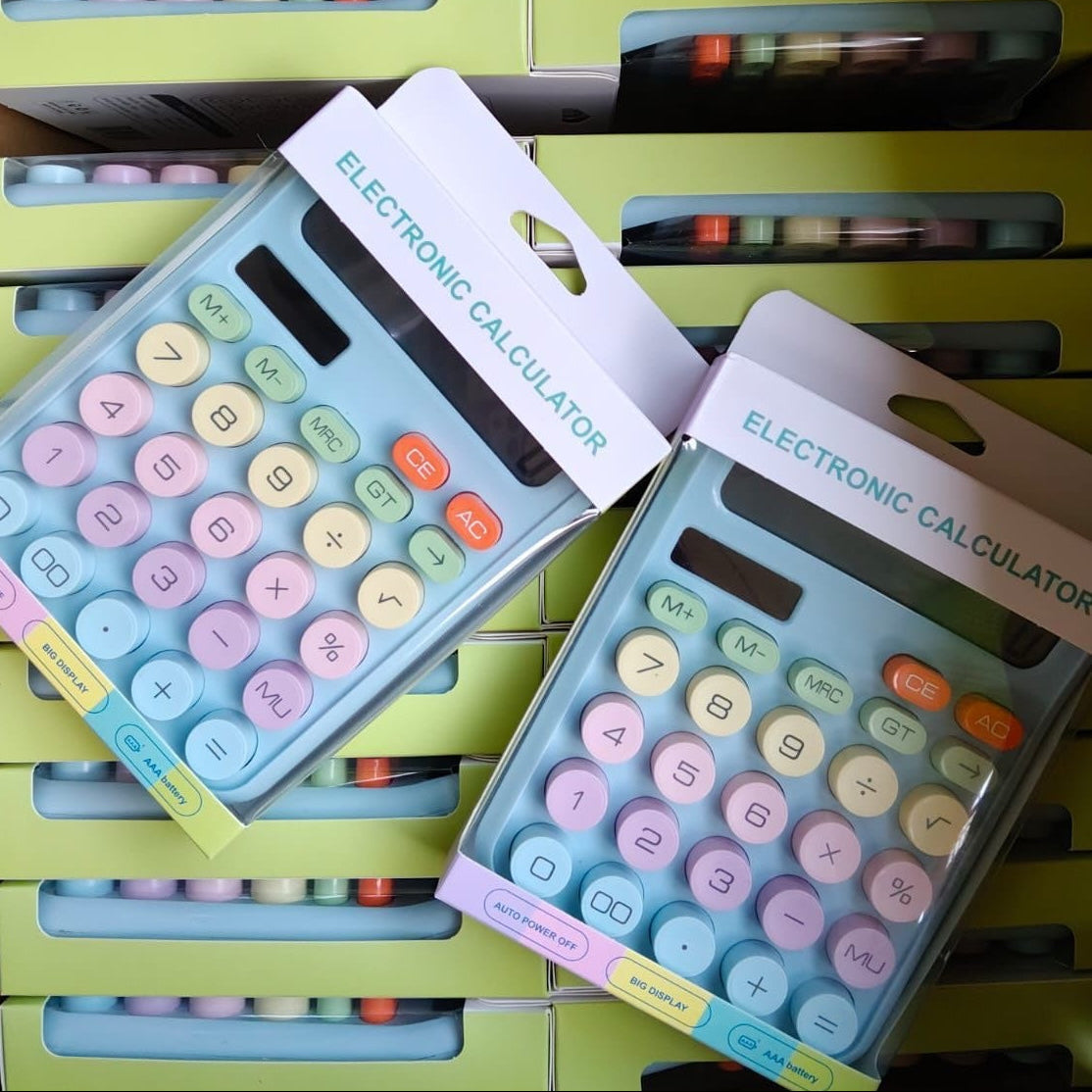 Large Display Pastel Solar/ AAA Battery operated Electronic Calculator