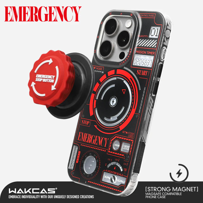 WAKCAS Emergency Switch Magnetic iPhone Magsafe Case (with optional pop socket)