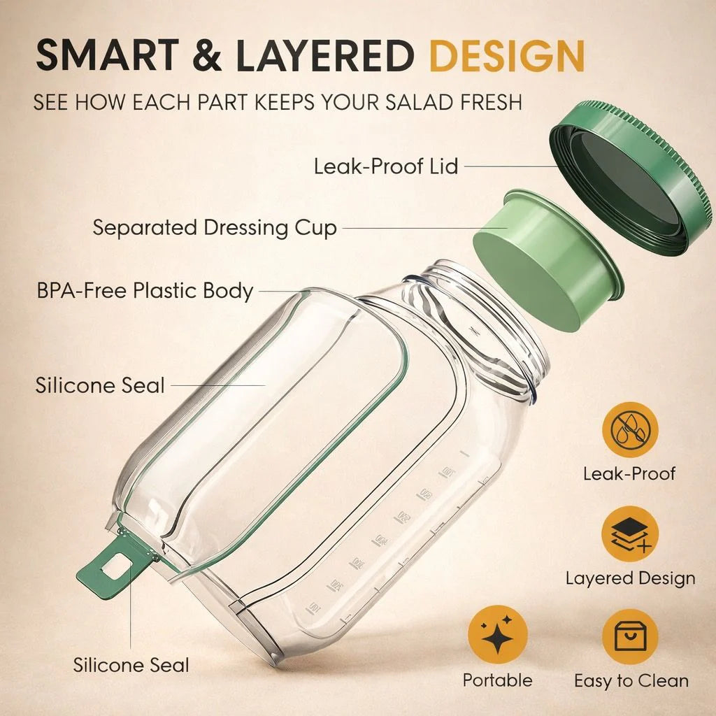 Leak proof Salad Pod Mason Jar Side Open, Pod Mason Jar, Jars With Lids Meal Prep,Suitable for Home, Outdoor and Travel