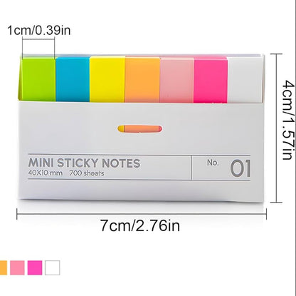 KINGJET Japanese Adhesive Memo Strips, (Pack of 1)40x10 mm Sticky Notes, 7 Colour Sticky Notes