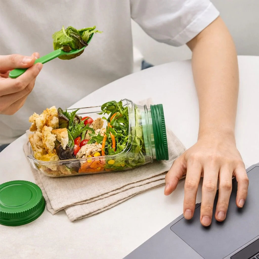 Leak proof Salad Pod Mason Jar Side Open, Pod Mason Jar, Jars With Lids Meal Prep,Suitable for Home, Outdoor and Travel