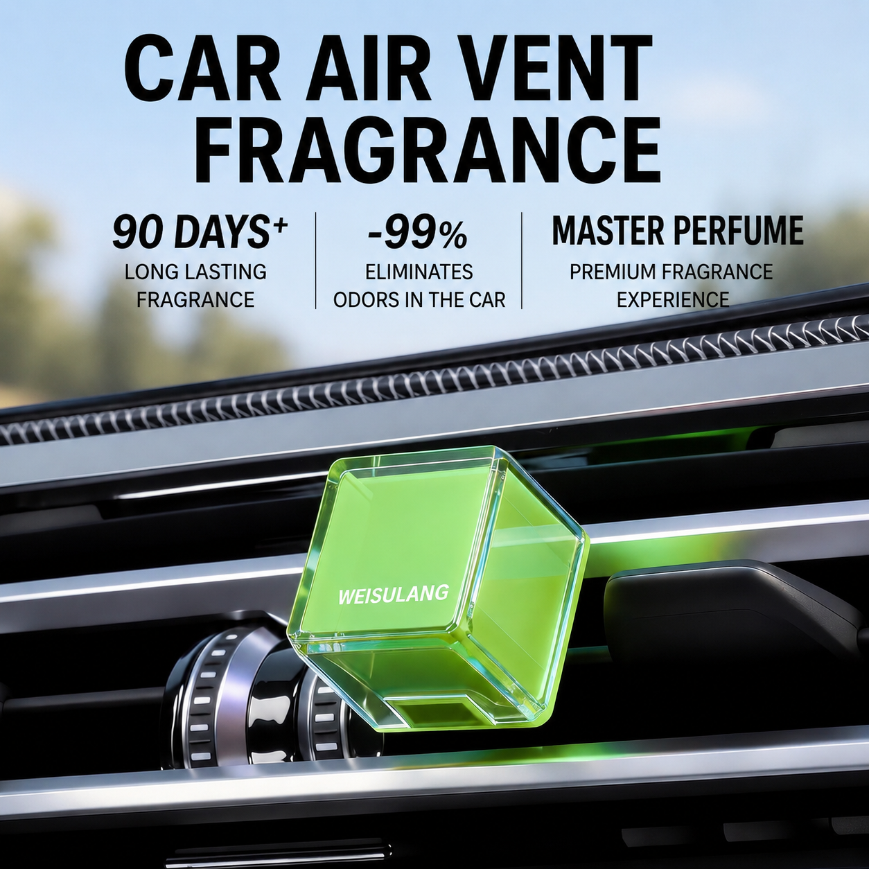 AeroCube™ Premium Car Air Freshener Vent Clip | Long Lasting 90+ Days | Luxury Perfume Fragrance | Natural Odour Eliminator | Stylish Crystal Cube Design | Car AC Vent Air Freshener