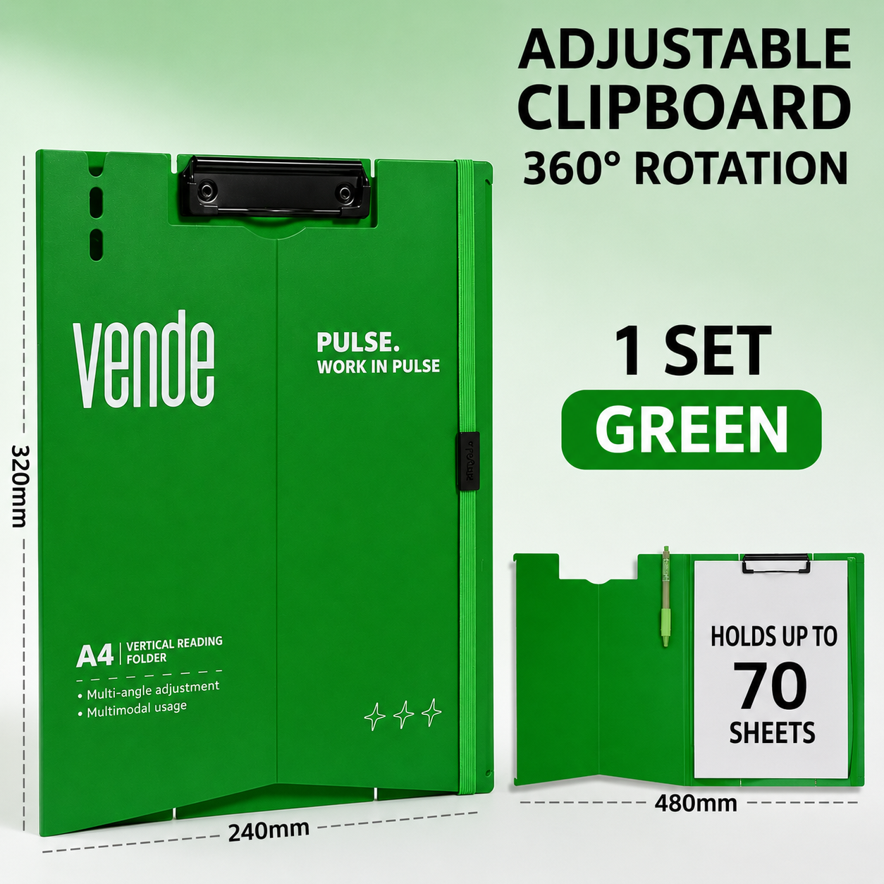 Adjustable A4 Clipboard 360 Degree Vertical and Horizontal Usage.