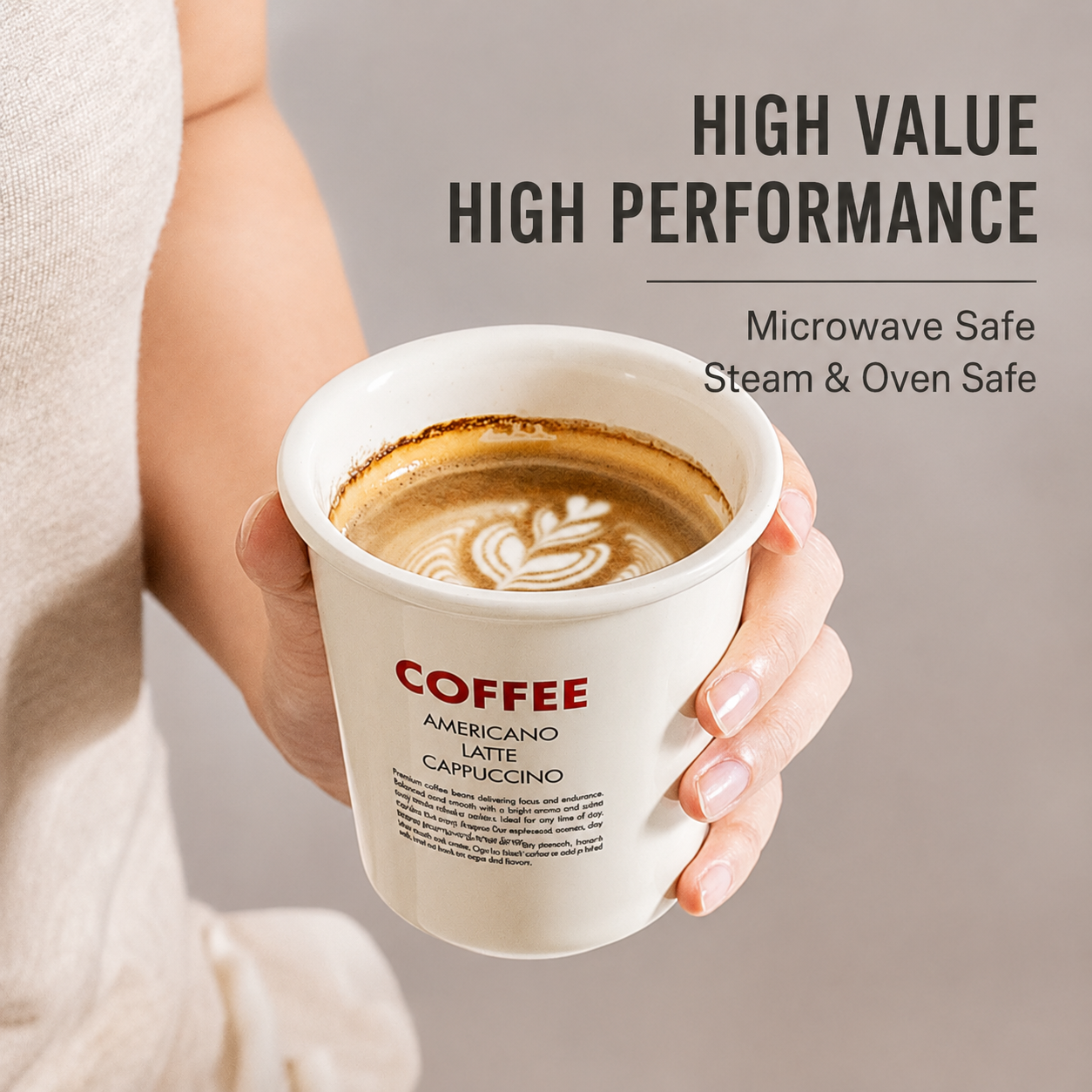 The Roasted Sip High Density Premium High Glaze Ceramic Coffee Cups