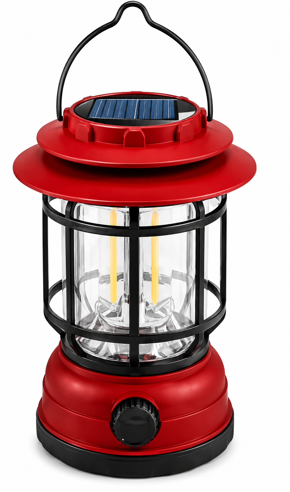 Solar Powered  & Rechargeable Retro Camping Light with Replaceable Lithium ion Battery