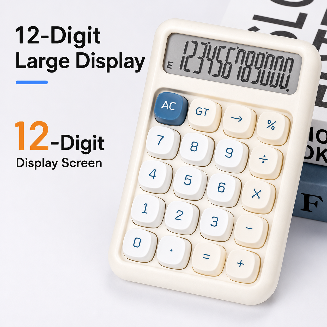 Retro Style minimalist Compact H9 Large LCD Screen 12 Digit Calculator Battery Powered