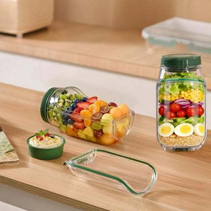 Leak proof Salad Pod Mason Jar Side Open, Pod Mason Jar, Jars With Lids Meal Prep,Suitable for Home, Outdoor and Travel