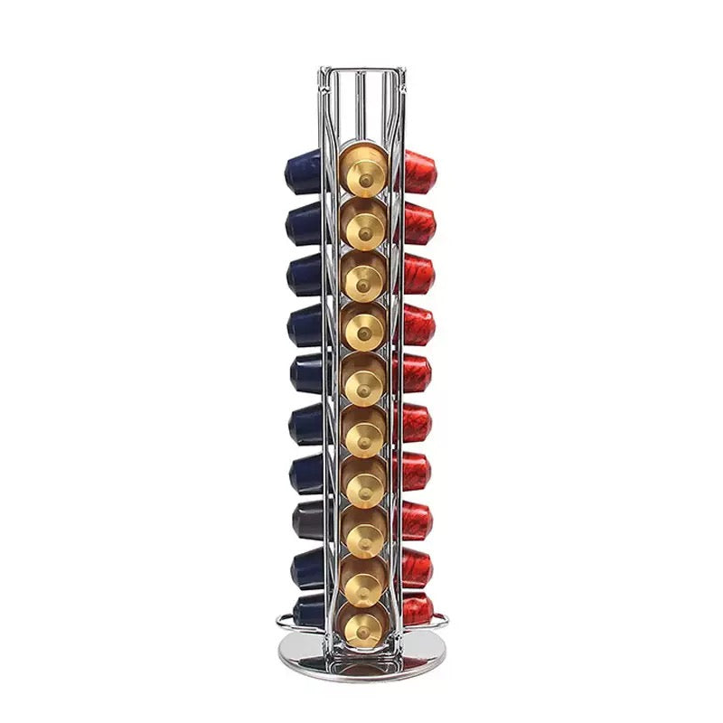 Coffee Capsule Holder with Rotating Stand - Holds 40 Coffee Pods| Compatible with Nespresso Pods | Espresso Pod Holder For Home & Office.
