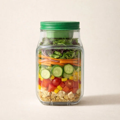 Leak proof Salad Pod Mason Jar Side Open, Pod Mason Jar, Jars With Lids Meal Prep,Suitable for Home, Outdoor and Travel