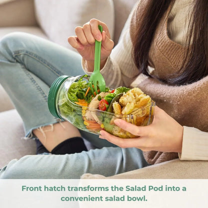 Leak proof Salad Pod Mason Jar Side Open, Pod Mason Jar, Jars With Lids Meal Prep,Suitable for Home, Outdoor and Travel