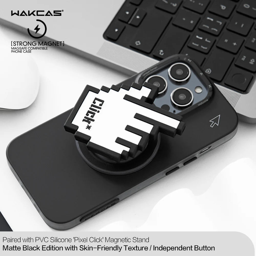 WAKCAS Pixel Click Magnetic iPhone Magsafe Case (with optional pop socket)