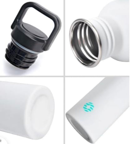 Glow Water Bottle with Color Changing Effect, Double Wall Insulated Stainless Steel, White to Blue LED Light, 750ml Sports Bottle