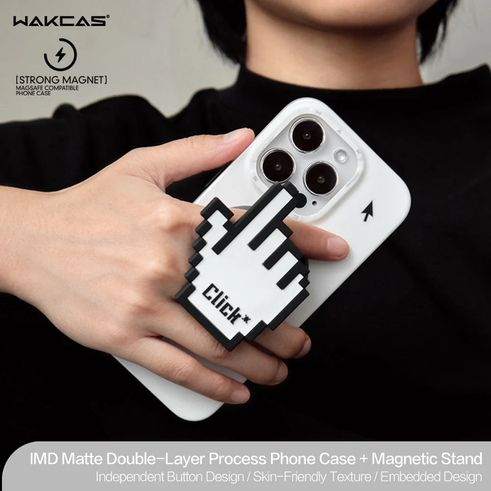 WAKCAS Pixel Click Magnetic iPhone Magsafe Case (with optional pop socket)