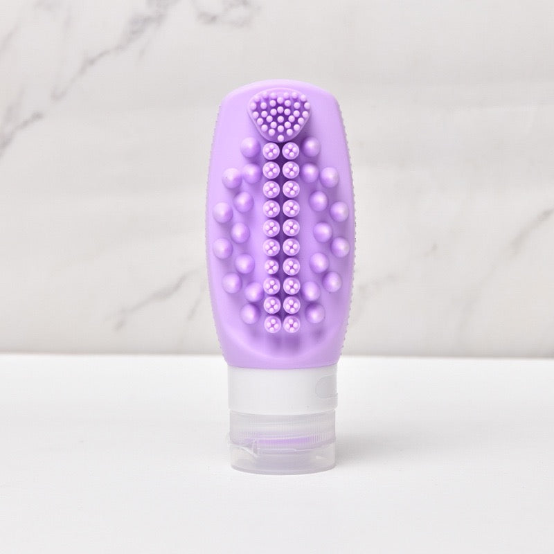 2 in 1 Silicone Travel Bottles with Built-in Scalp Scrubber 90ml (2 Pack)