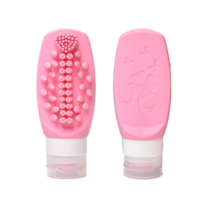 2 in 1 Silicone Travel Bottles with Built-in Scalp Scrubber 90ml (2 Pack)