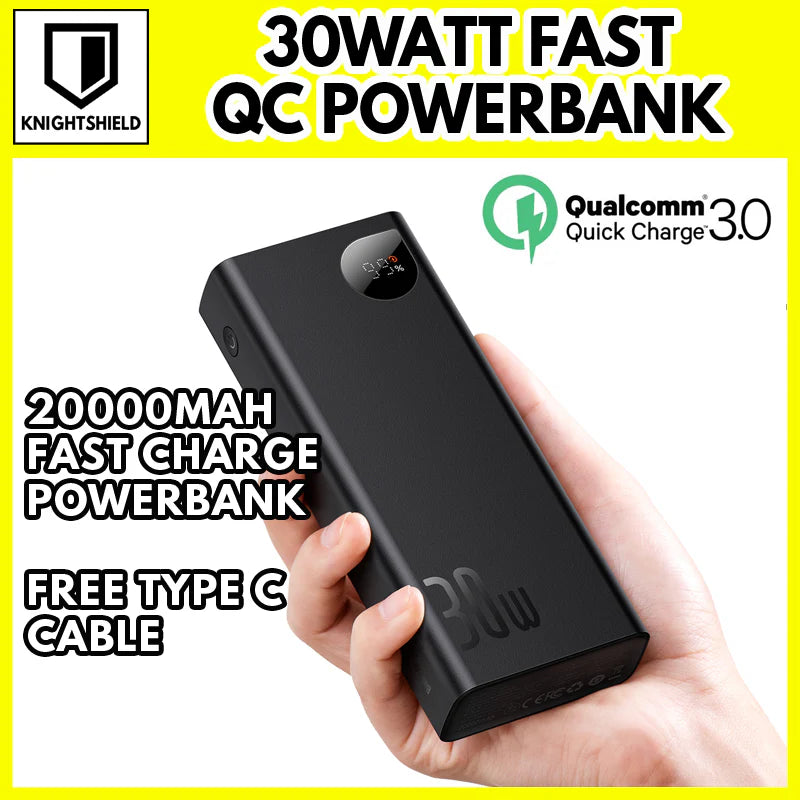 BASEUS Power Bank ADAMAN 2 30W 20000 mAh VOOC EDITION Fast Charging Power bank with USB to Type C 0.3M Cable