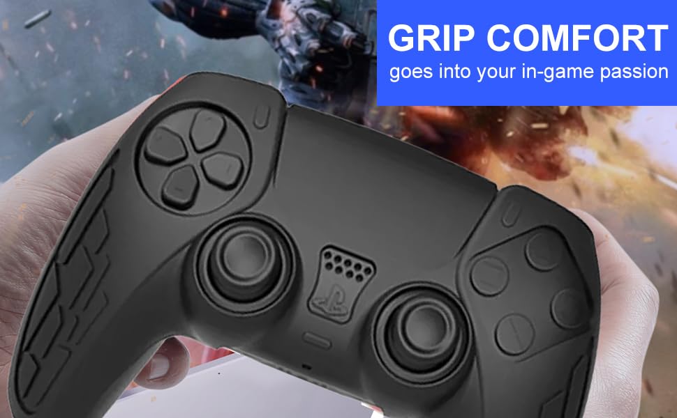PS5 Silicone Cover Case for PS5 Controller, Anti Slip Protective Sleeve Skin Compatible for Play/Station 5 Controller (Black) Accessories