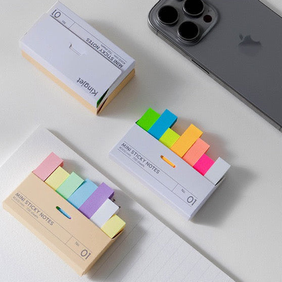 KINGJET Japanese Adhesive Memo Strips, (Pack of 1)40x10 mm Sticky Notes, 7 Colour Sticky Notes