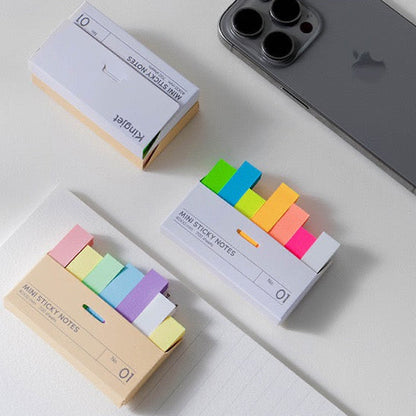 KINGJET Japanese Adhesive Memo Strips, (Pack of 1)40x10 mm Sticky Notes, 7 Colour Sticky Notes