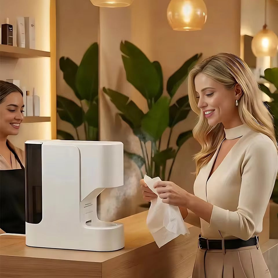 Automatic Warm Disposable Hand Towel Dispenser 5-Star Luxury Comfort At Home Warm Towels in Just 5 Seconds
Gentle, Steam-Softened for Better Skin