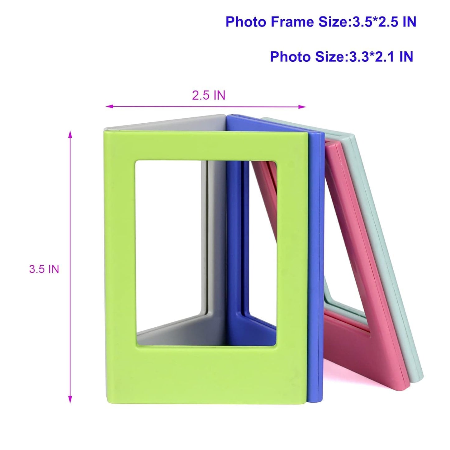 Mini Magnetic Picture Frame 2x3 (Set of 10 )for Polaroid, Instax Mini Photos, Refrigerator, Wallet-Size Pictures