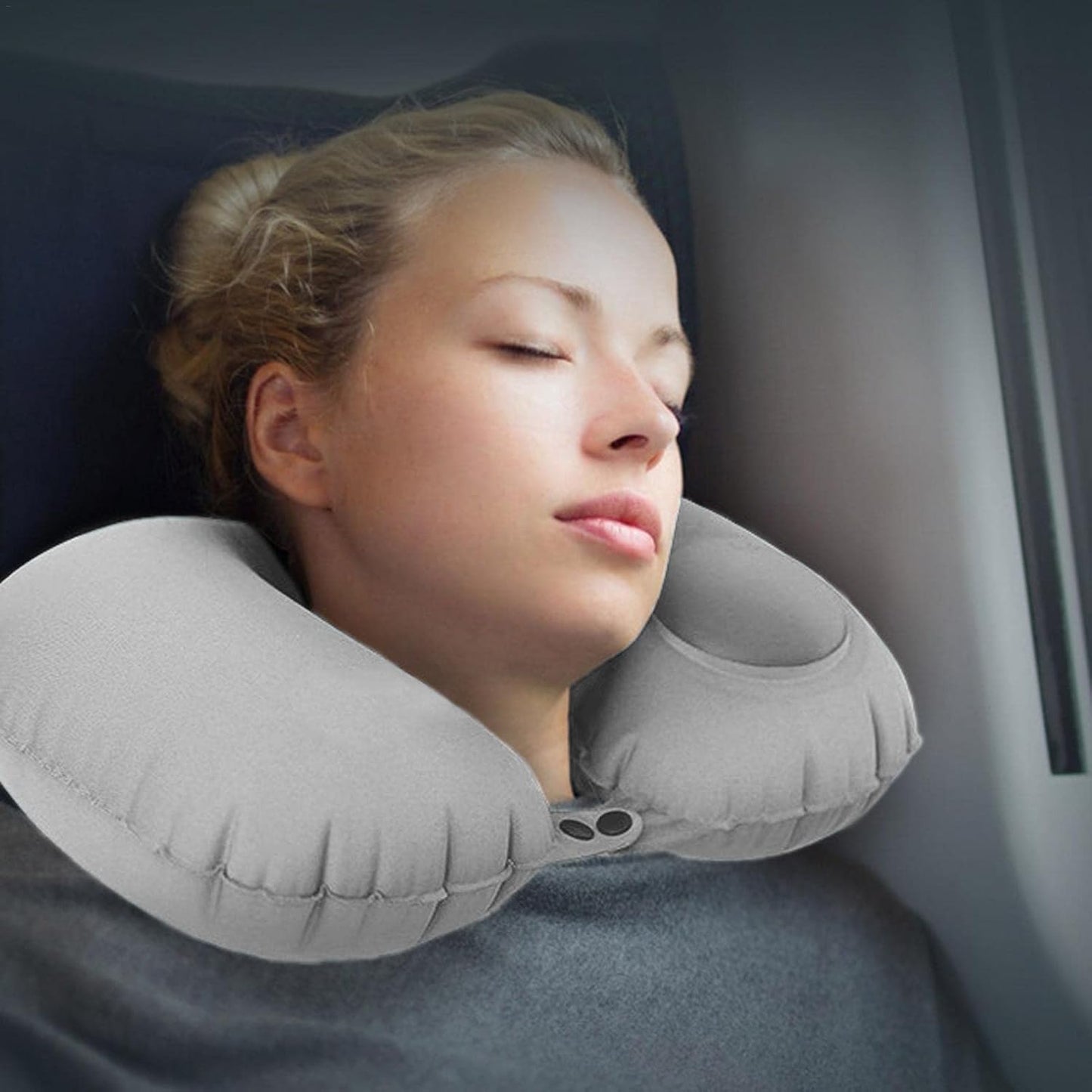 Self-Inflating U-Shaped Travel Neck Pillow