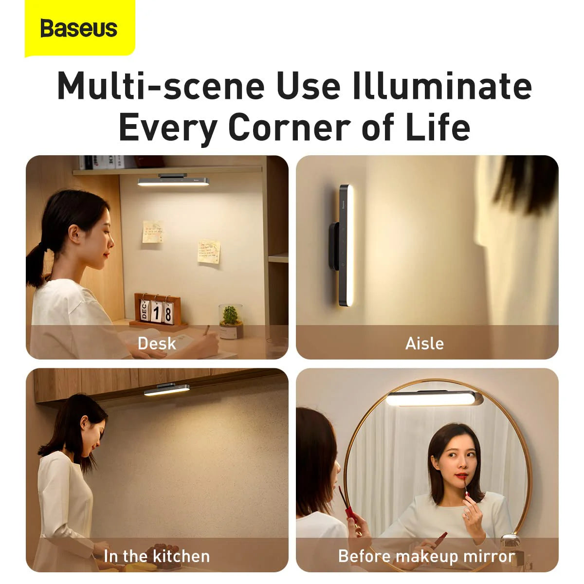 BASEUS Magnetic Stemless Touch Sensor Rechargeable Desk Lamp with 3 Brightness Levels