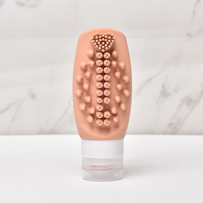 2 in 1 Silicone Travel Bottles with Built-in Scalp Scrubber 90ml (2 Pack)