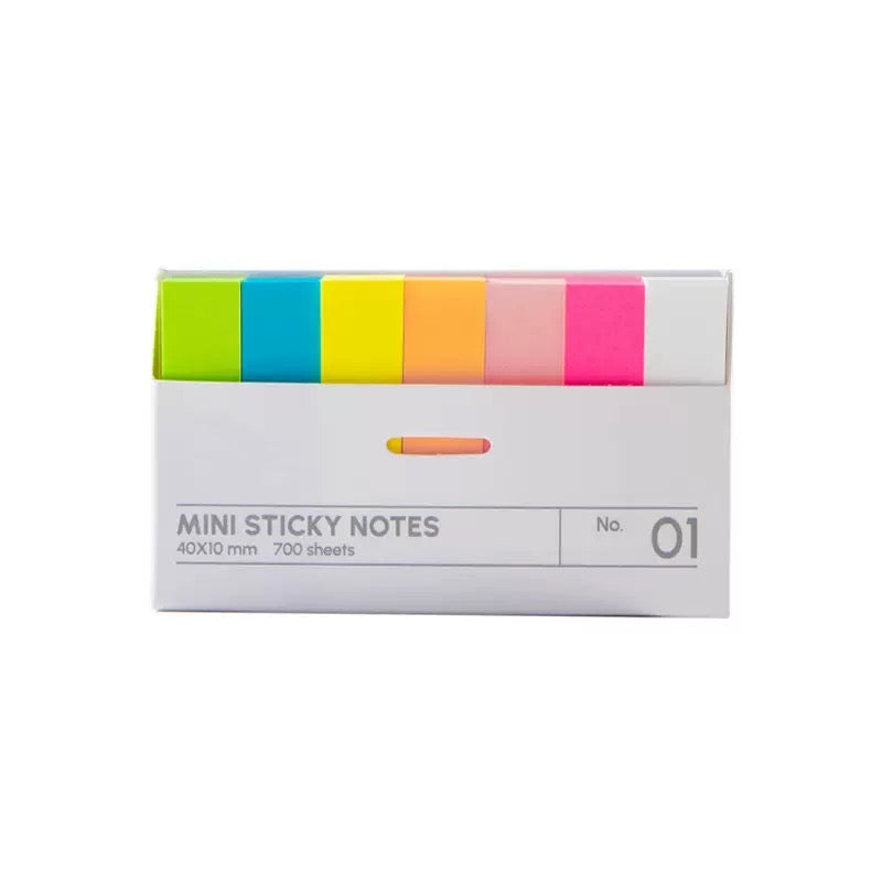 KINGJET Japanese Adhesive Memo Strips, (Pack of 1)40x10 mm Sticky Notes, 7 Colour Sticky Notes