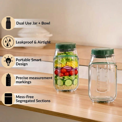 Leak proof Salad Pod Mason Jar Side Open, Pod Mason Jar, Jars With Lids Meal Prep,Suitable for Home, Outdoor and Travel