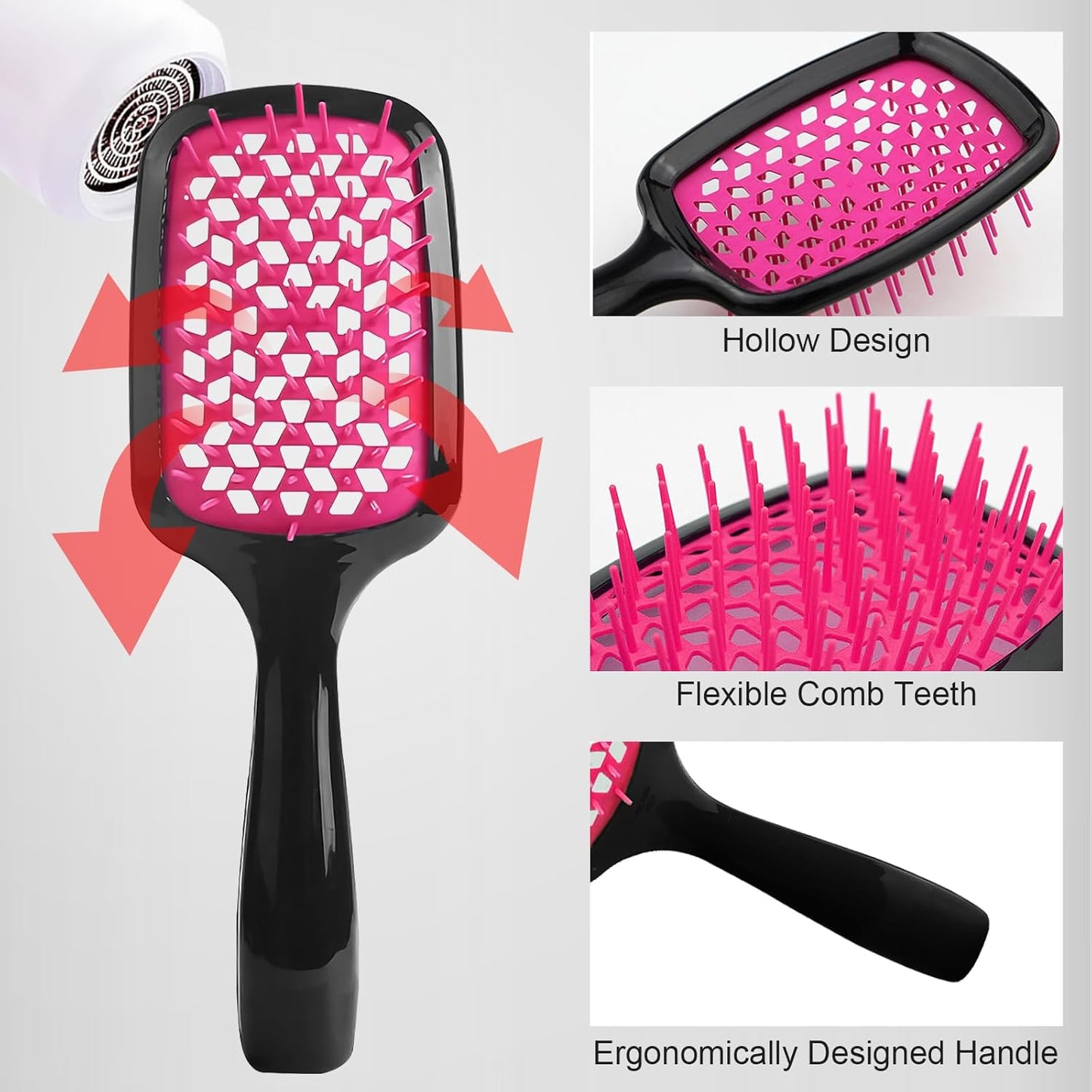 Italian Design Vented Detangle Hair Brush Super Brush Supports Hair Damage Reduction